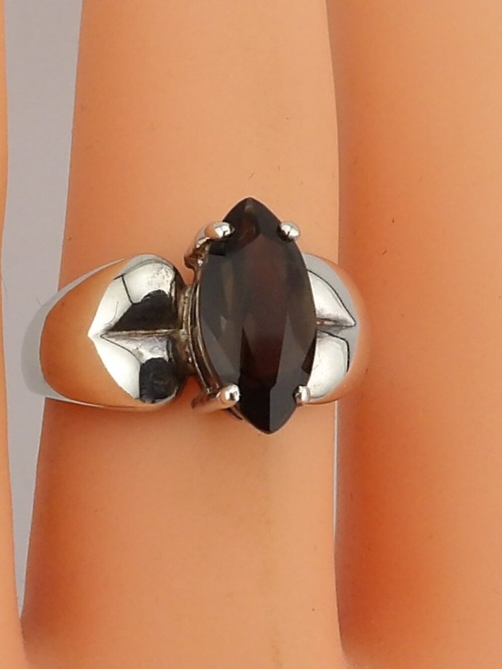 Vintage Sterling Silver and Smoky Topaz Ring